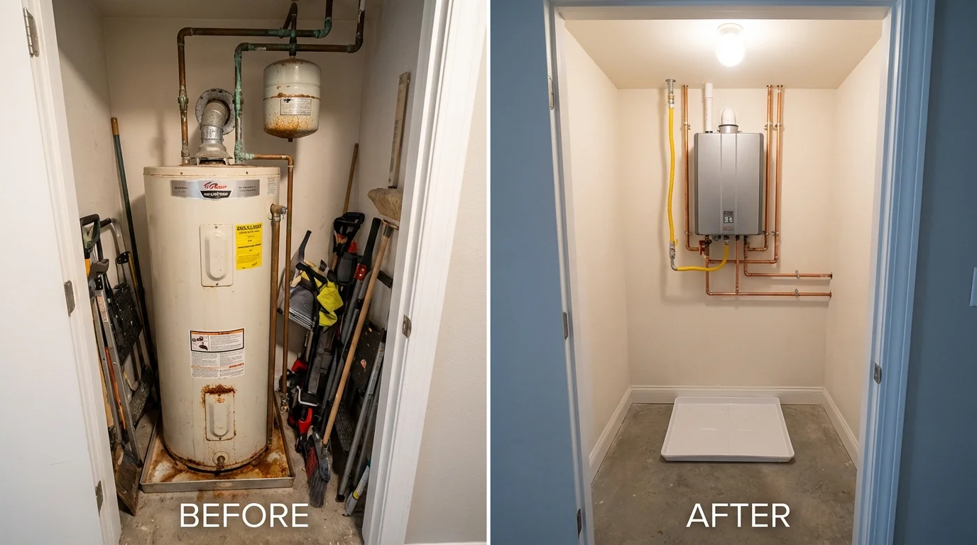 Tank water heater versus wall-mounted tankless unit comparison for Windsor, CA homeowners